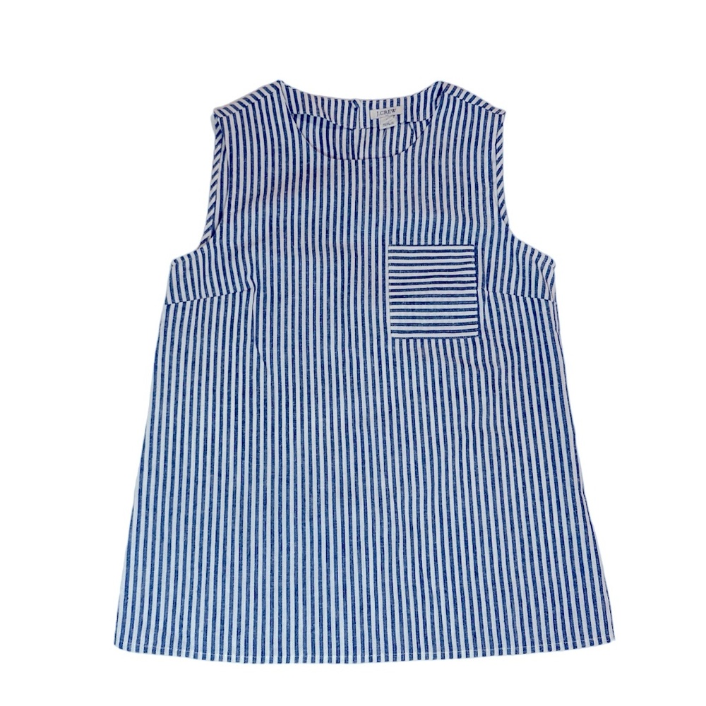NEW J Crew Women's Linen Blend Striped Shell Tank Top Sleeveless Shirt Size 2